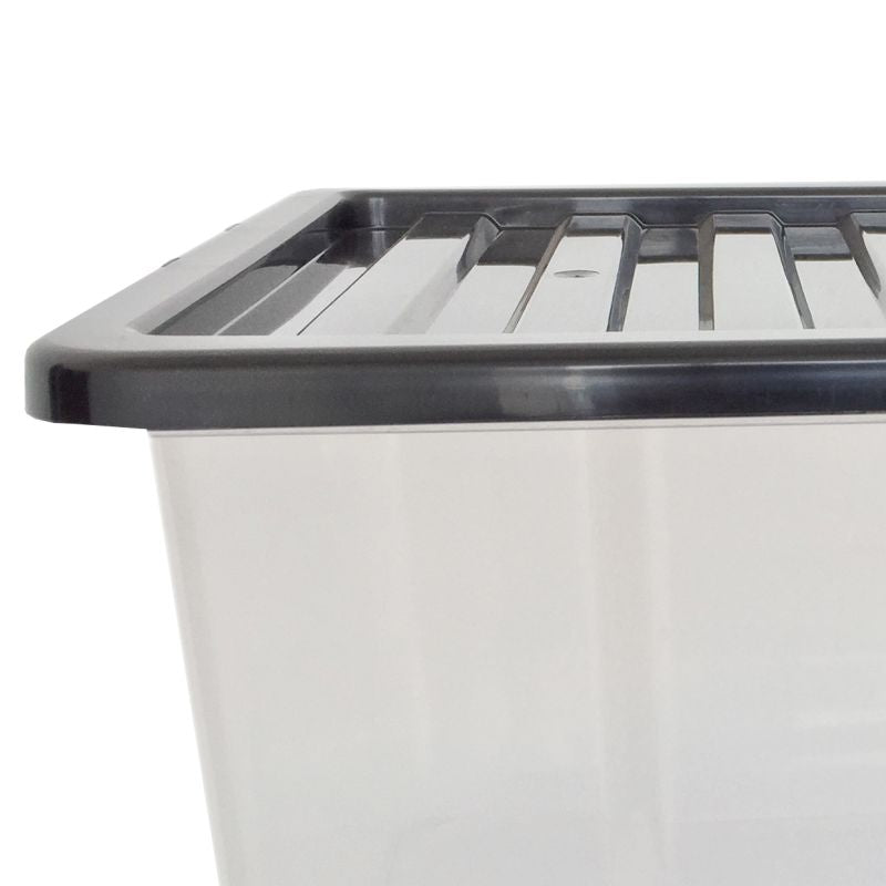 TML Plastic Storage Box 50 Litres Large - Clear & Black by TML