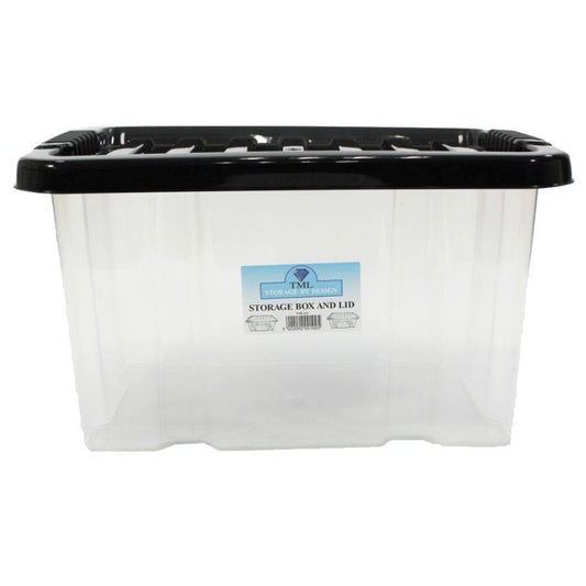 TML Plastic Storage Box 24 Litres - Clear & Black by TML