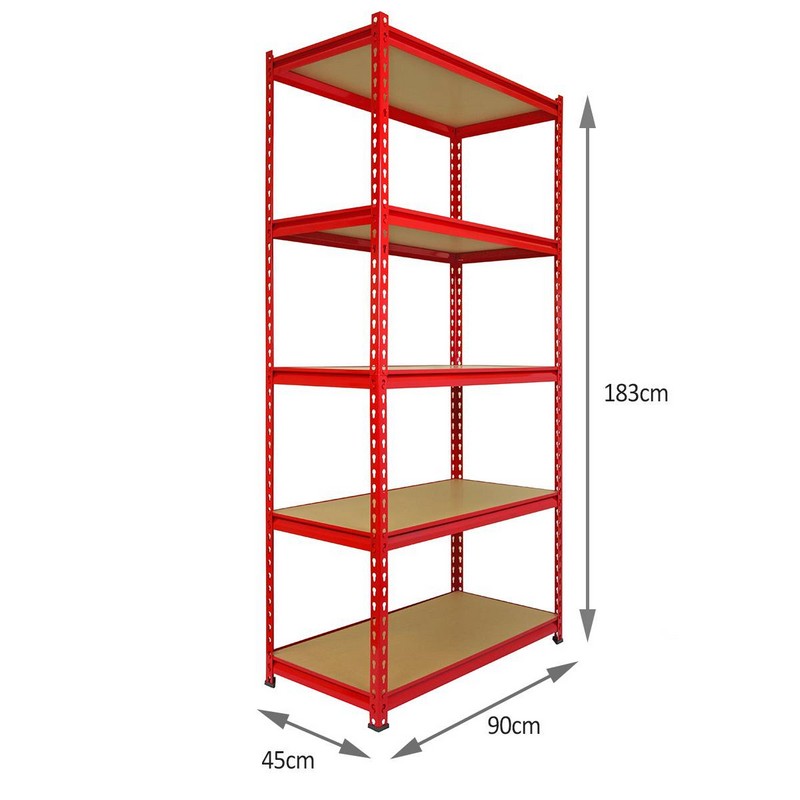 Raven Steel & MDF Shelving Units 0cm - Red Set Of Three Extra Strong Z-Rax 90cm Corner by Raven