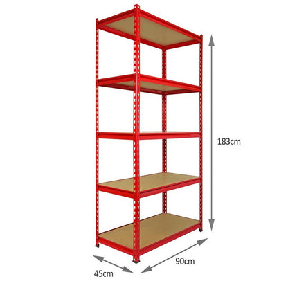 Raven Steel & MDF Shelving Units 180cm - Red Set Of Three Extra Strong Z-Rax 90cm Corner by Raven