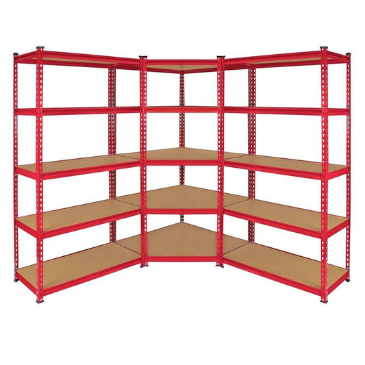 Raven Steel & MDF Shelving Units 0cm - Red Set Of Three Extra Strong Z-Rax 90cm Corner by Raven