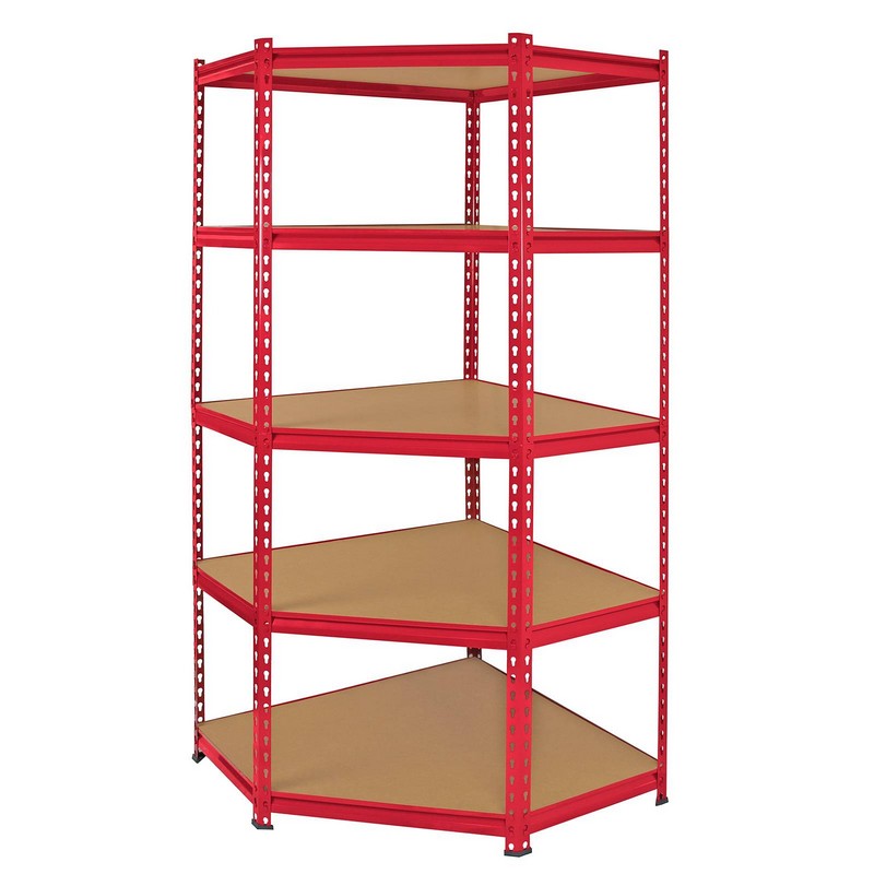 Raven Steel & MDF Shelving Units 0cm - Red Set Of Three Extra Strong Z-Rax 90cm Corner by Raven