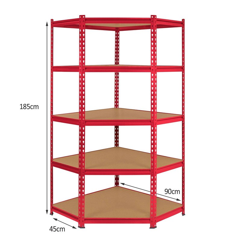 Raven Steel & MDF Shelving Units 0cm - Red Set Of Three Extra Strong Z-Rax 90cm Corner by Raven