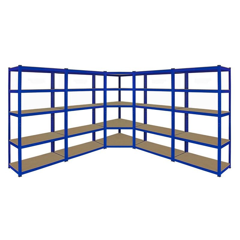 Raven Steel Shelving Units 180cm - Blue Set Of Five T-Rax 90cm Corner by Raven