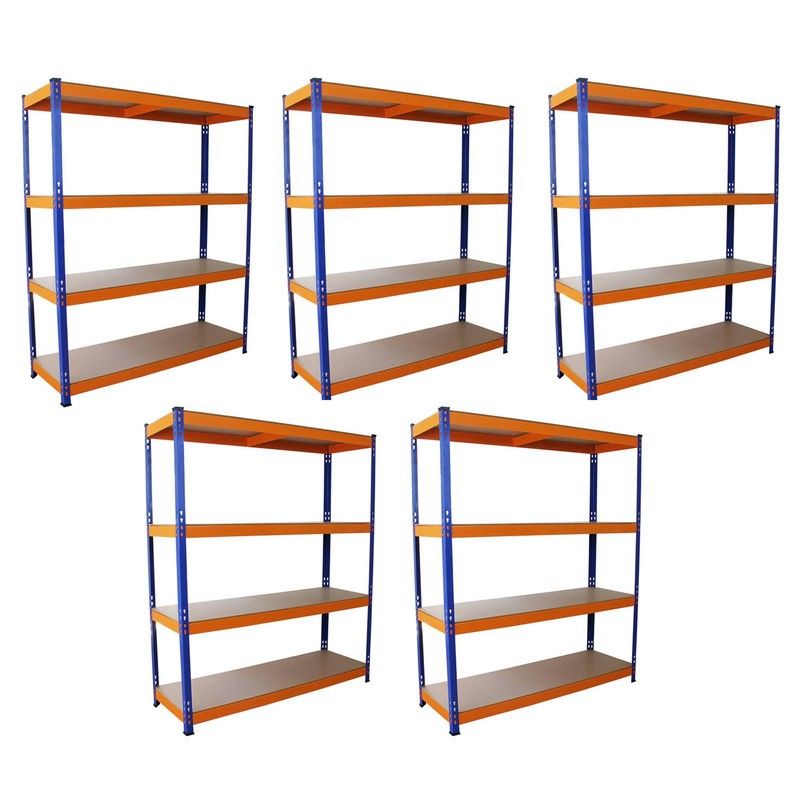 Raven Steel Shelving Units 180cm - Blue & Orange Set Of Five S-Rax 150cm by Raven