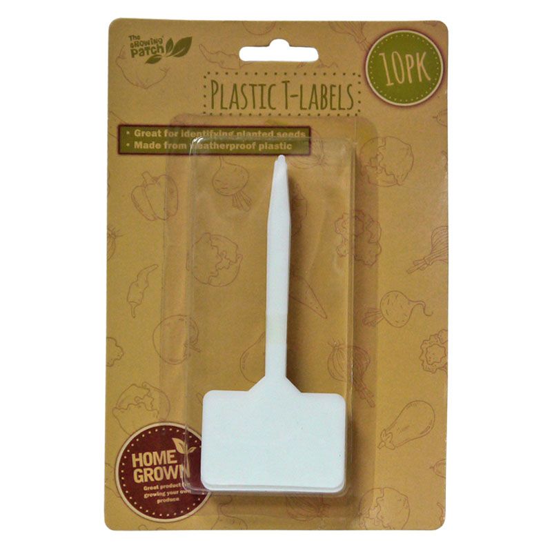 Growing Patch Pack of 10 White Plastic Garden T-Labels