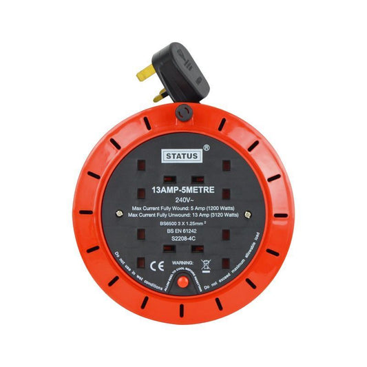 Status 5 Metre 4 Socket Extension Reel