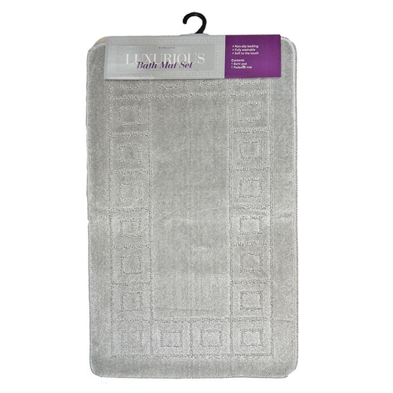 Your Home 2 Piece Luxurious Bath Mat Set Light Grey