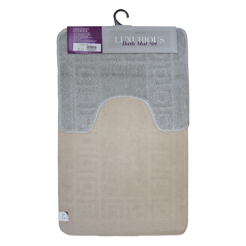 Your Home 2 Piece Luxurious Bath Mat Set Light Grey