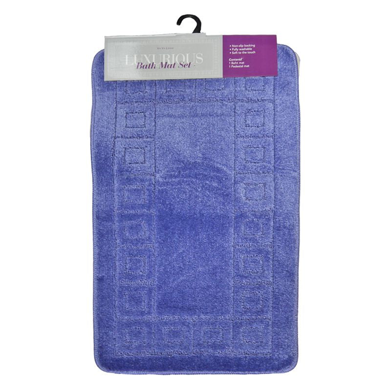 Bathroom Shop 2 Piece Luxurious Bath Mat Set Light Blue