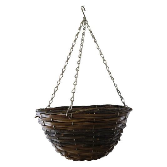 Croft 12 Inch African Hanging Basket - Two Tone Rattan Design