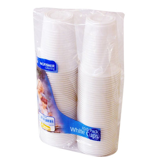 Kingfisher Kingfisher Plastic White Cups (Pack 100)