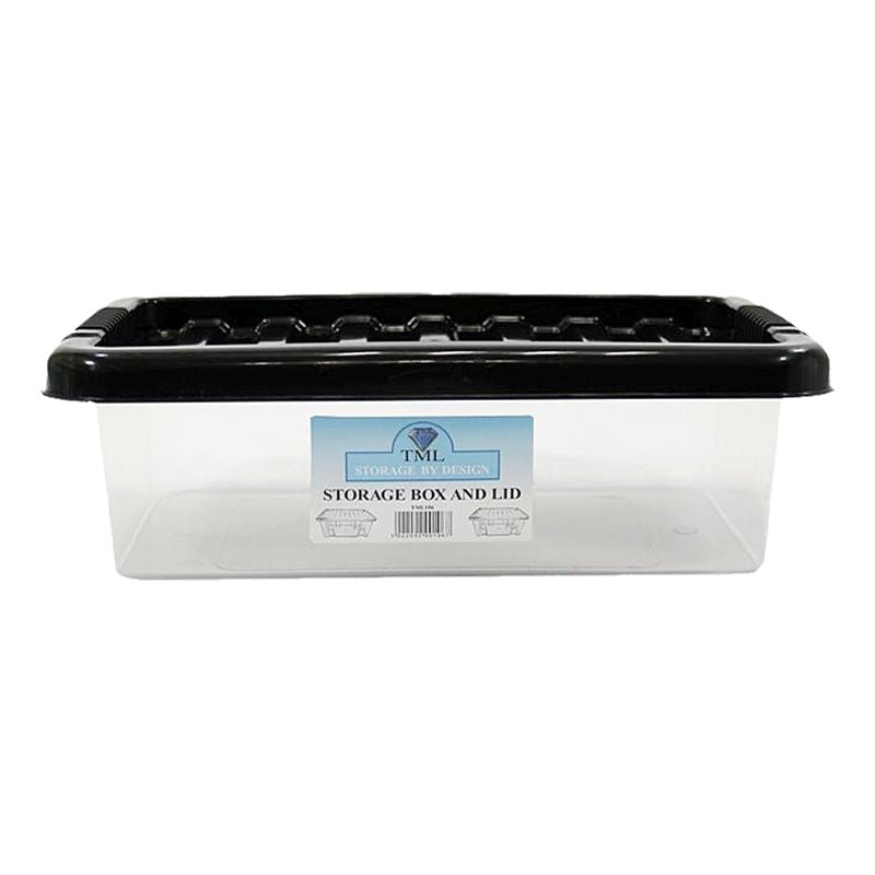 TML Plastic Storage Box 6 Litres - Clear & Black by TML