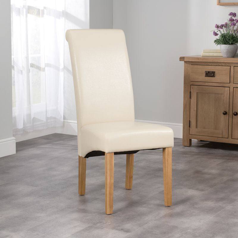 Anglian Furniture Cotswold Oak Dining Table Set With 4 Cream London Wave Back Chairs