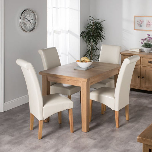 Anglian Furniture Cotswold Oak Dining Table Set With 4 Cream London Wave Back Chairs