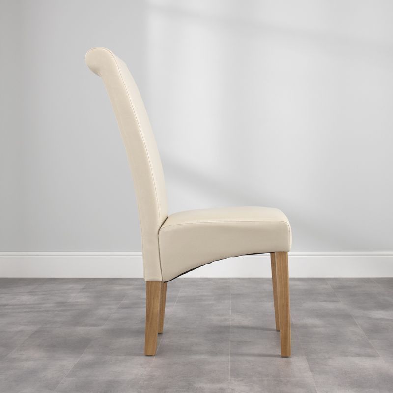 Norfolk Furniture London Dining Chair Wood & Faux Leather Cream