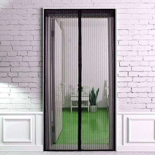 Essentials Magic Magnetic Door Mesh Black Anti Bug Insect Fly Curtain Screen 83x3