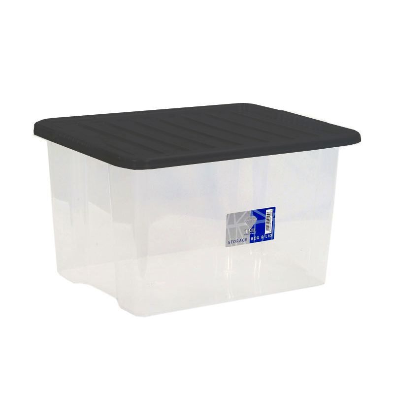 Premier Plastic Storage Box 30 Litres - Clear & Black by Premier