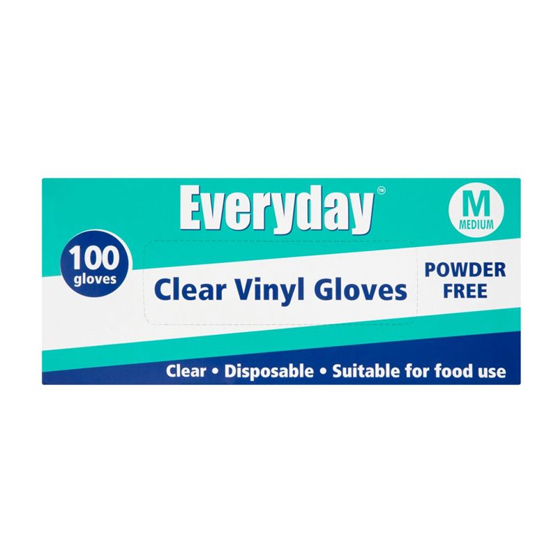 ValuePlus Everyday Disposable Clear Vinyl Gloves - Medium 100 per pack