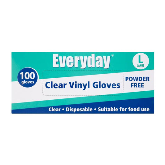 Essentials Everyday Disposable Clear Vinyl Gloves - Large 100 per pack