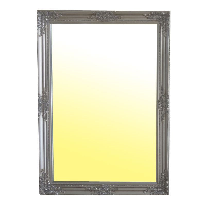 ValuePlus Wooden Frame Baroque Mirror in Silver (74 x 104cm)