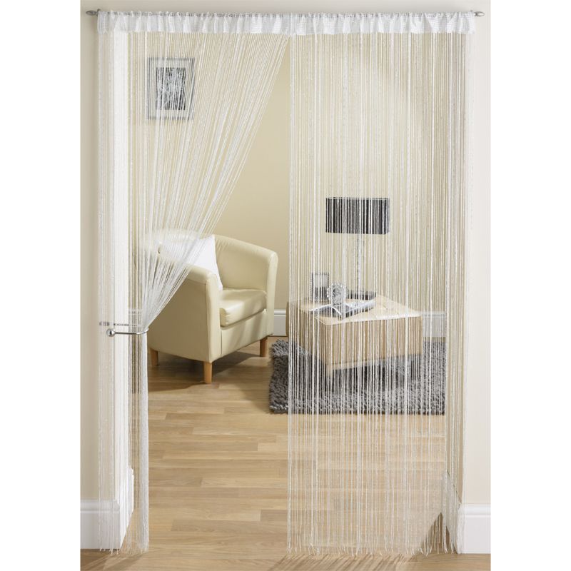 Essentials White & Silver String Door Curtain 90 x 200cm