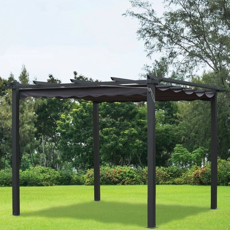 Premium Garden Gazebo 3x3m by Croft with a Charcoal Canopy + FREE Gazebo Cover Cream