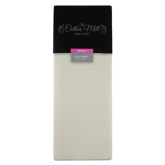 Cotton Mill Cotton Mill Cream Single Poly Cotton Flat Sheet