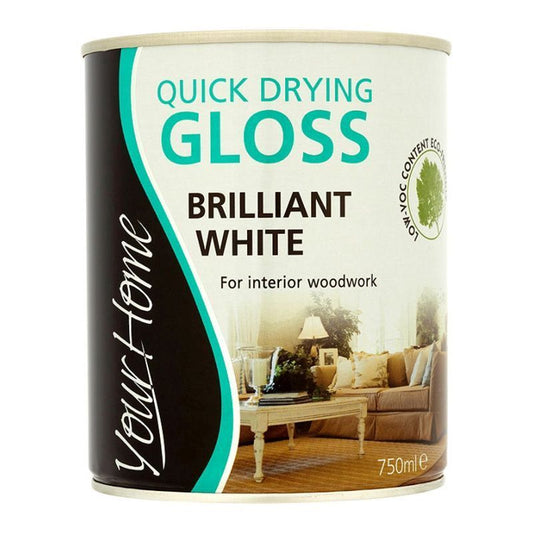 Your Home Paint Your Home Quick Dry Gloss Paint 750ml - Brilliant White