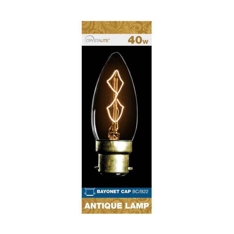 Crystalite Crystalite 40w Bayonet Cap Antique Lamp Bulb (Z Shape Filament)