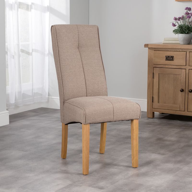 Norfolk Furniture Milan Dining Chair Wood & Fabric Light Brown