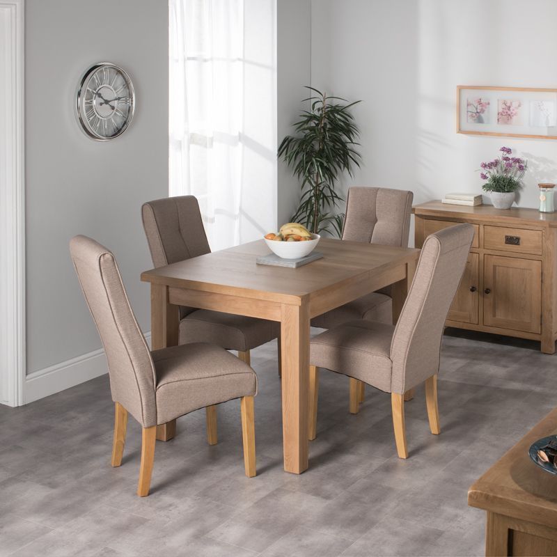 Anglian Furniture Cotswold Oak Dining Table Set With 4 Brown Milan Chairs