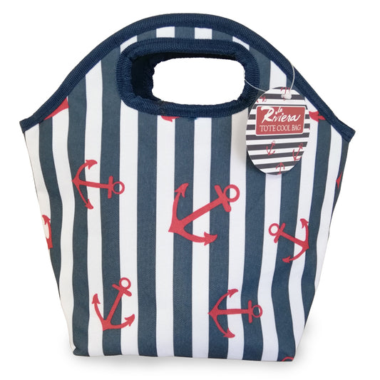 Kitchen Collection Lunch Tote Beach Picnic Cooler Bag - Stripes Design