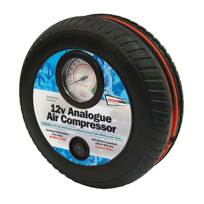 Streetwize Streetwize 12v Air Compressor - Tyre Shape with Gauge