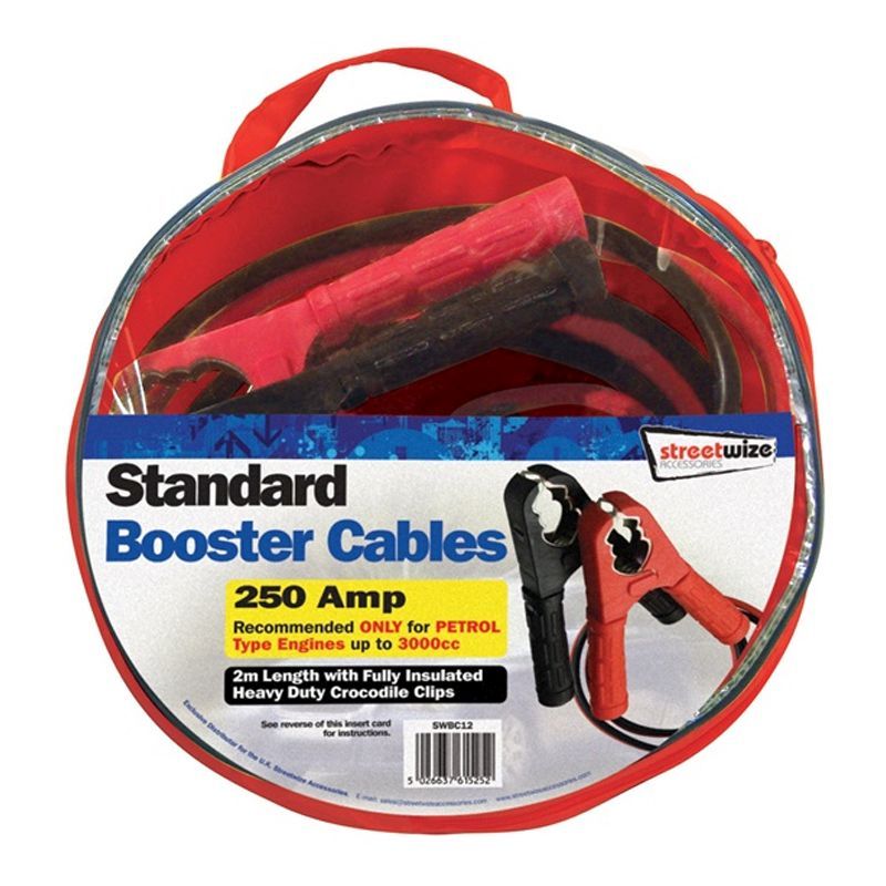 Streetwize Streetwize 2 Metre Booster Cables Standard (HD 250AMP)