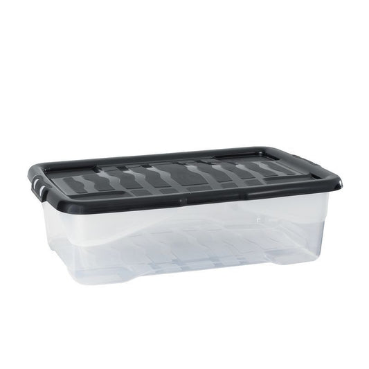 Strata Plastic Storage Box 30 Litres - Clear & Black Curve by Strata