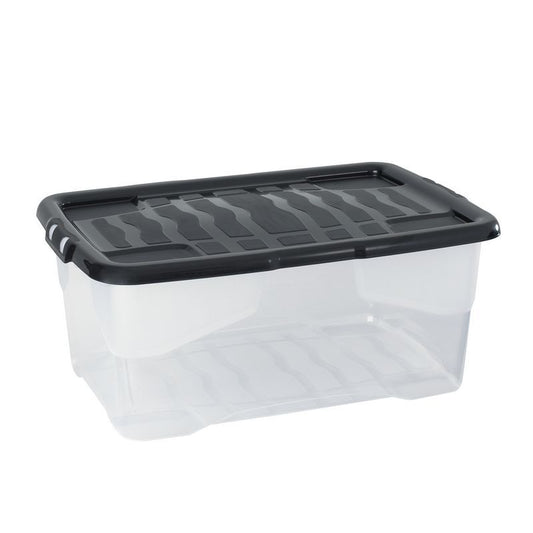 Strata Plastic Storage Box 42 Litres - Clear & Black by Strata