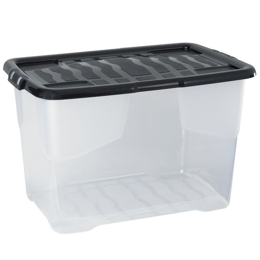 Strata Plastic Storage Box 65 Litres Large - Clear & Black Curve by Strata