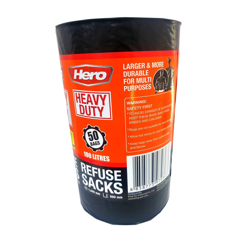 Hero 50 Hero Heavy Duty Refuse Sacks (100 Litre)