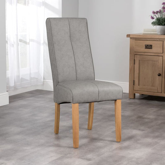 Norfolk Furniture Milan Dining Chair Wood & Faux Leather Grey