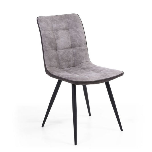 Shankar Pair of Contemporary Panel Back Dining Chairs Grey - Dark Grey Rear