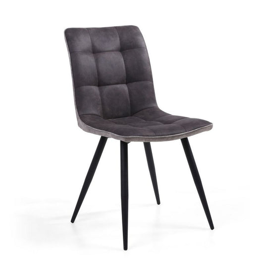 Shankar Pair of Contemporary Panel Back Dining Chairs Dark Grey - Grey Rear