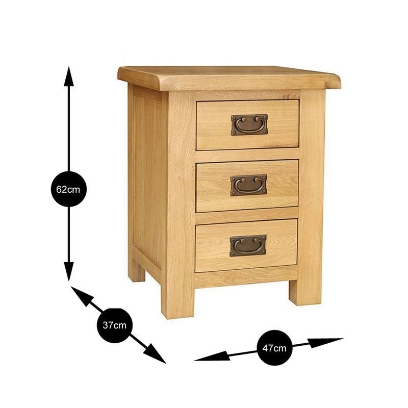 Norfolk Furniture Cotswold Oak Bedside table Natural 3 Drawers