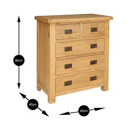 Norfolk Furniture Cotswold Oak Chest of drawers Natural 5 Drawers