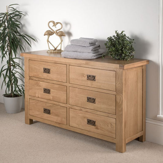 Norfolk Furniture Cotswold Oak Large Chest of drawers Natural 6 Drawers