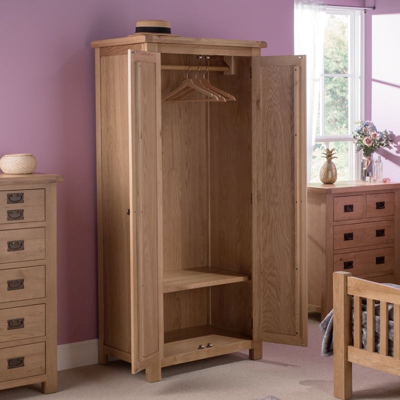 Norfolk Furniture Cotswold Oak Tall Wardrobe Natural 2 Doors