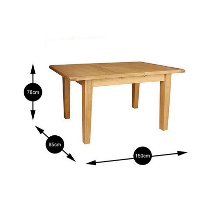 Norfolk Furniture Cotswold Oak Extending Dining Table Natural 120cm