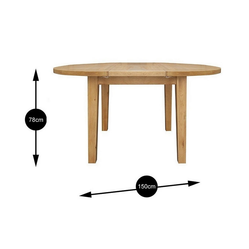 Norfolk Furniture Cotswold Oak Extending Oval Dining Table Natural 110cm