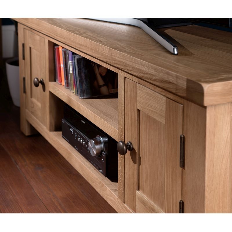 Norfolk Furniture Cotswold Oak Large TV Unit Natural 2 Doors 2 Shelves