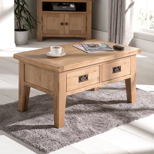 Norfolk Furniture Cotswold Oak Coffee Table Natural 2 Drawers